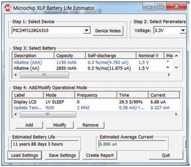 Obr. 1  Softwarový nástroj Battery Life Estimator